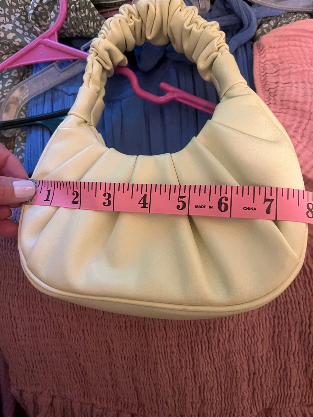 Cream Ruched Handle Shoulder Bag - Unbranded